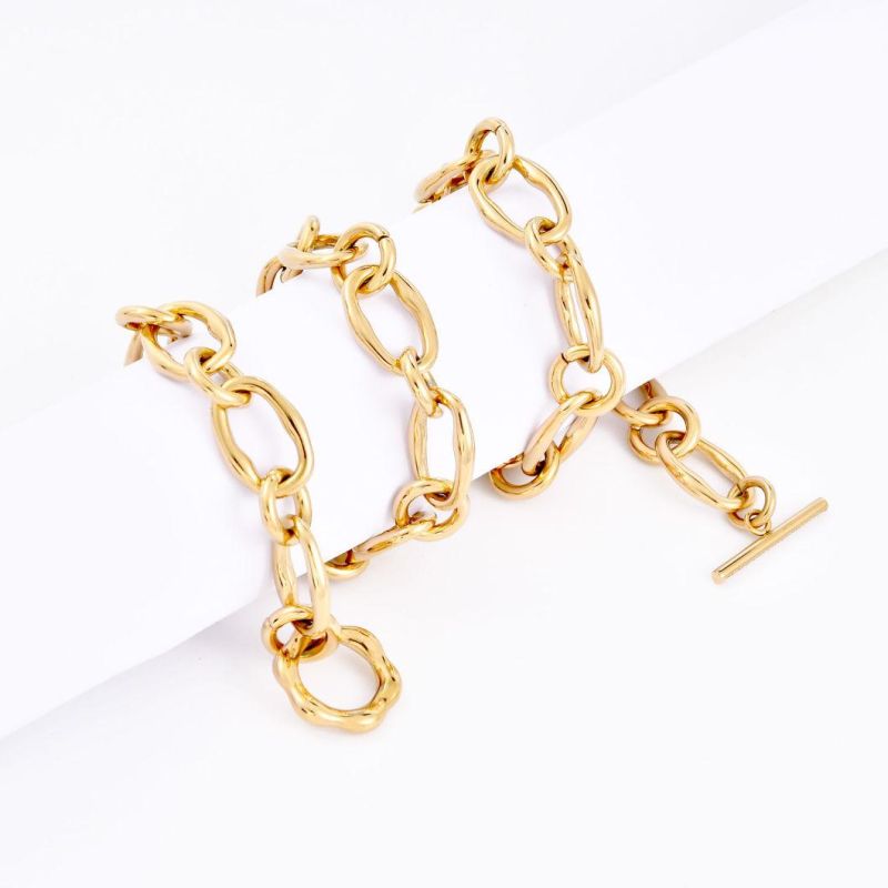 Trendy Gold Plated Gold Color Stainless Steel Silver Color Necklace for Men Women