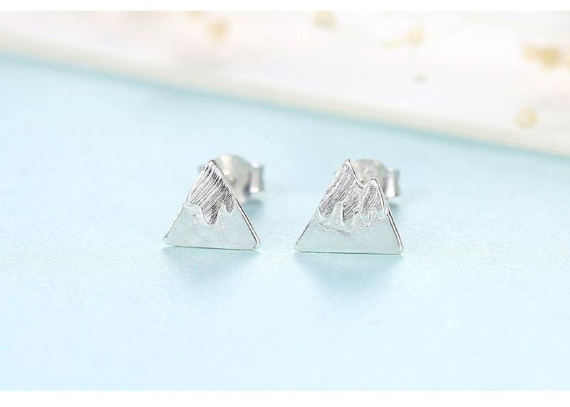 Hot Sale Volcanic and Snow Mountain Design 925 Sterling Silver Ear Stud