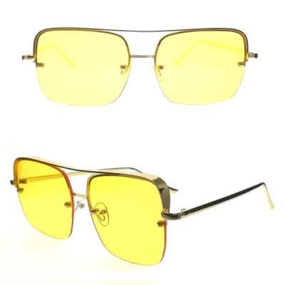 Stainless Steel Square Half Frame Fashion Metal Sunglasses