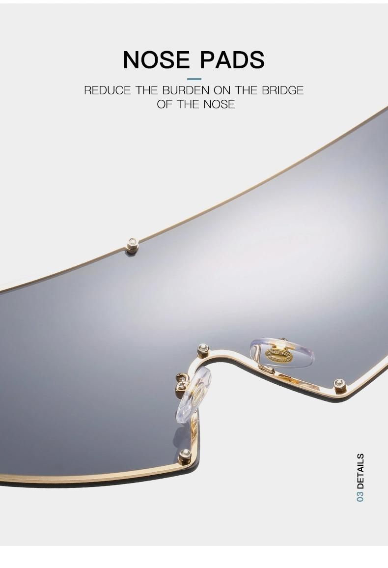 Large Metal Frame Sunglasses, One-Piece Sunglasses, Large Triangle Cat Eyes Catwalk, Street Shooting Sunglasses