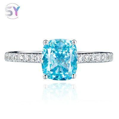 2022 Fashion Accessories Blue High Carbon Diamond Rings Wedding Engagement 925 Sterling Silver Ring Gold Plated Jewelry