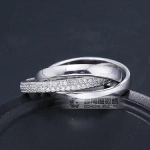 Three Ring Combined 925 Sterling Silver with Rhodium Plated