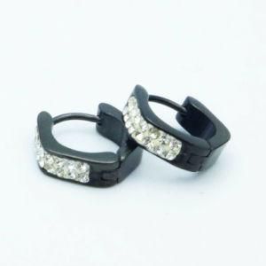 Fashion Plated Black Stainless Steel Hoop Earrings Jewelry