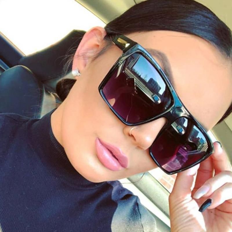 Large Frame Sunglasses Women Square Bright Black Personality Sunglasses