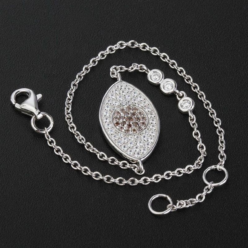 18K Gold Plated Neo-Gothic 925 Sterling Silver Zircon Women Custom Eye Bracelet for Gift