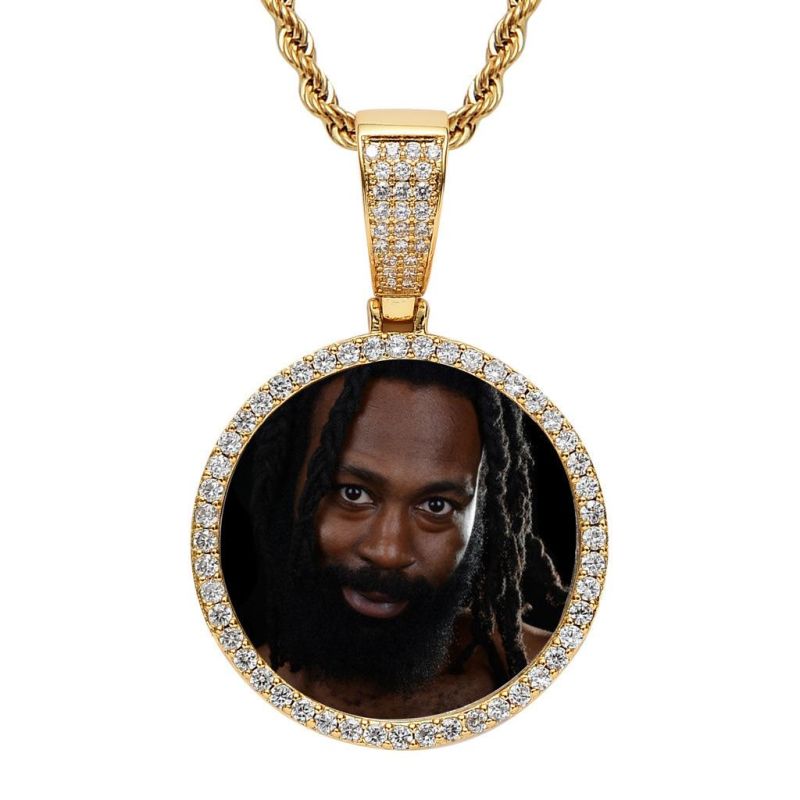 European American Custom Photo Memory Frame Medal Pendants Hip Hop Jewelry Necklace with Picture