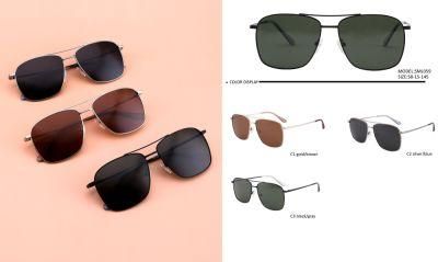 Wholesale Trendy Luxury Aviation Double Bridge Polarized UV400 Metal Sunglasses for Men