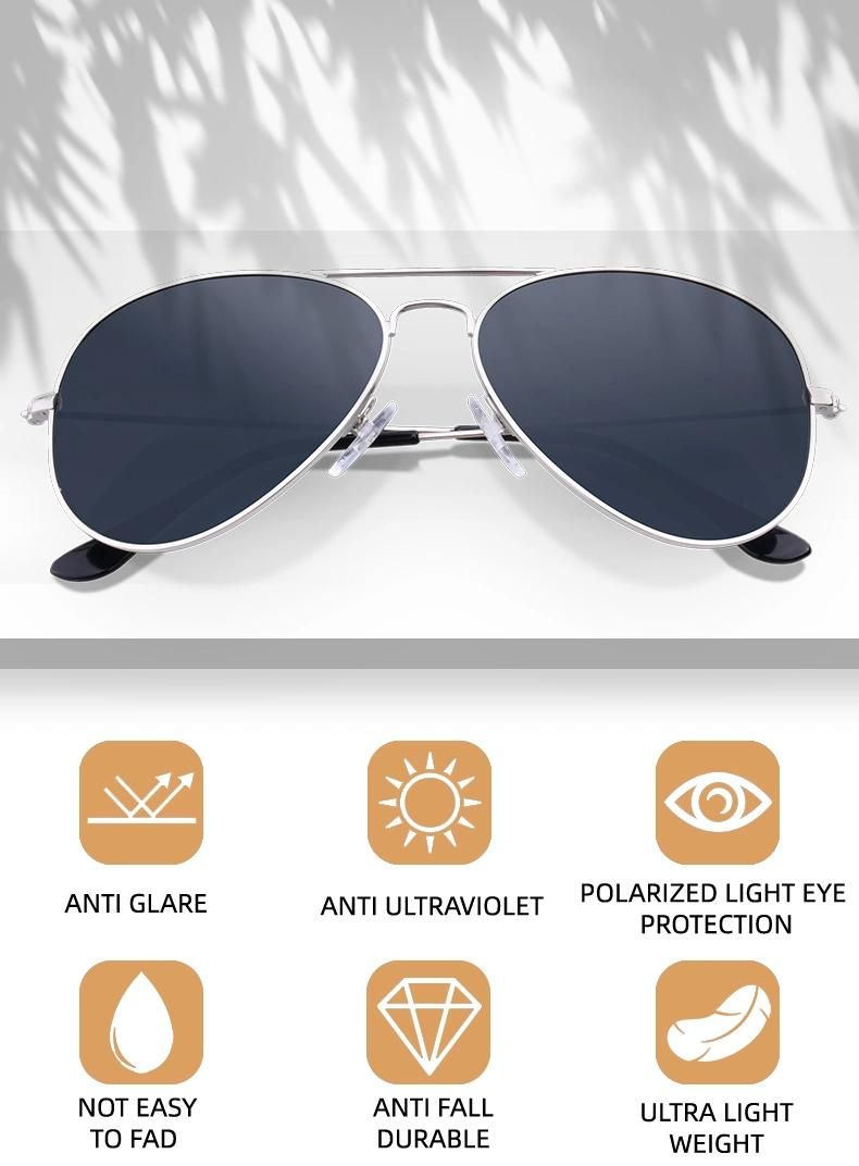 New Fashion Custom Logo Rimless Sun Glasses Classic Pilot Men Polarized Sunglasses