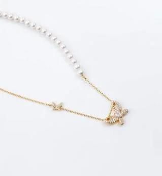 Fashion Temperament Pearl Butterfly Necklace Jewelry 2021 New Summer Design Clavicle Chain