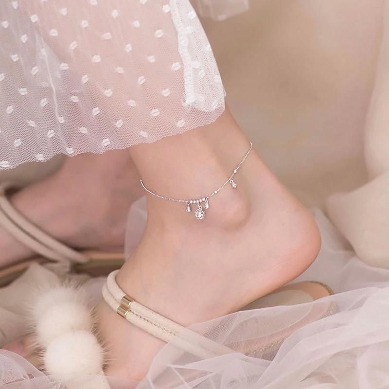 Fashion Jewelry Charm 925 Sterling Silver Women Bead Bracelet Anklet