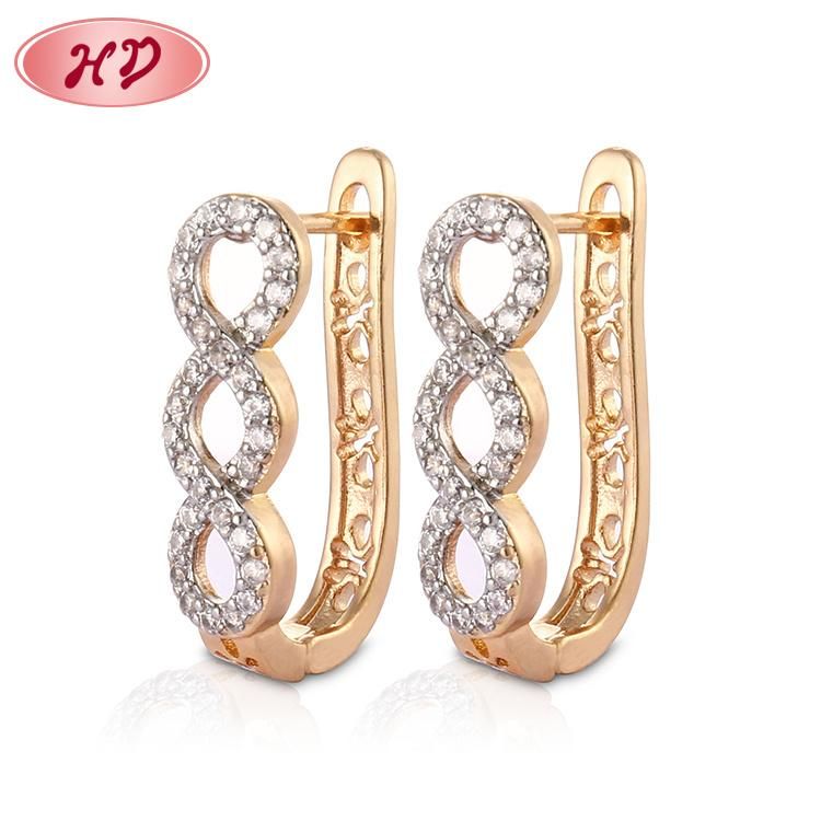 Costume Fashion 18K 14K Gold Plated Imitation Jewelry with CZ Pearl Huggie Hoop Earring for Women