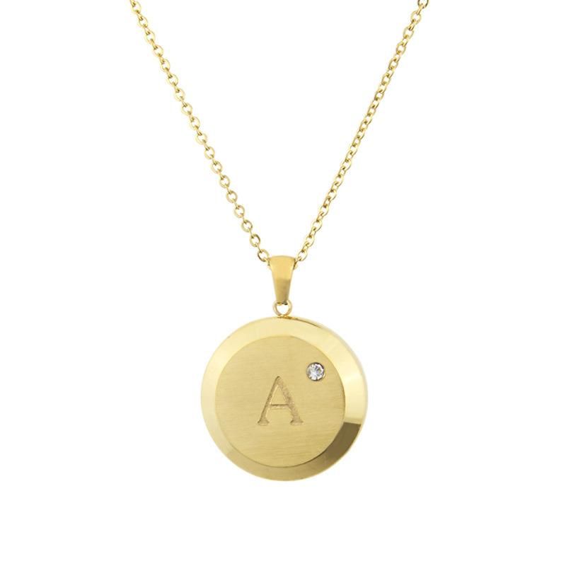 Manufacturer Custom Fashion Jewelry 18K PVD Gold Plated High Quality Non Fade Stainless Steel jewellery 18K Letter Necklace Coin Jewelry