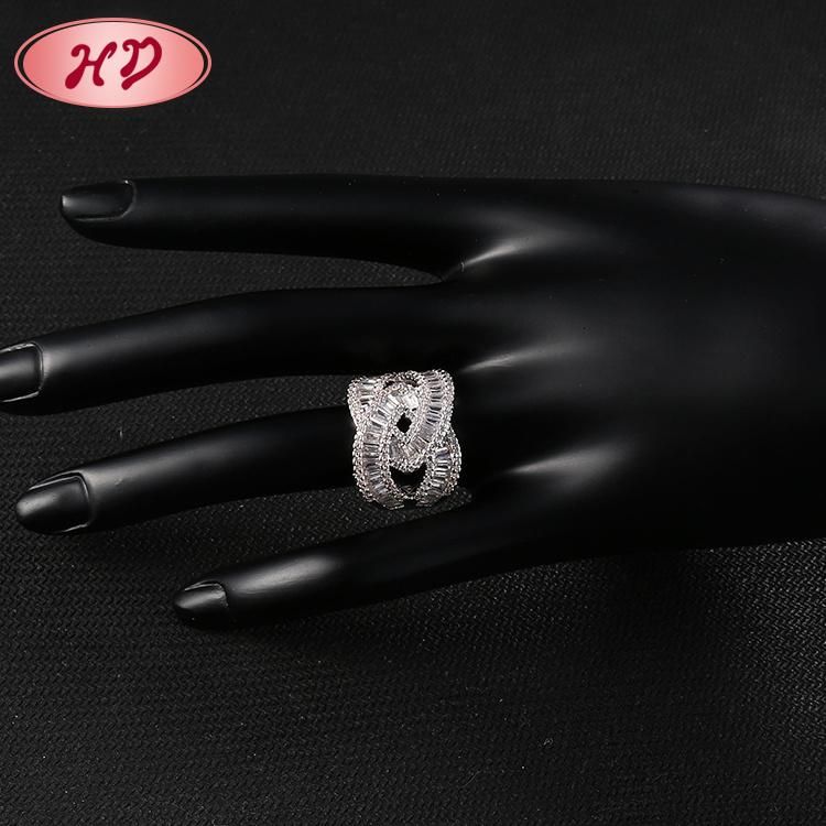 Fashion Women Rhodium Plated Silver Stainless Steel Engagement Wedding Finger Rings Jewelry