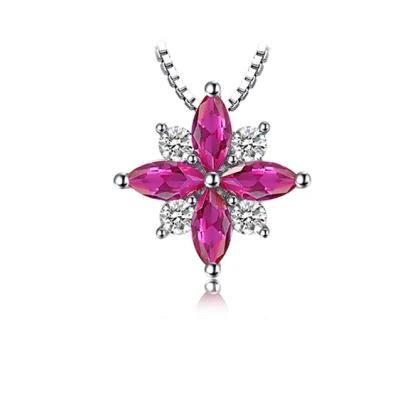 Created Ruby Pendants for Women 925 Sterling Silver Fashion Party Fine Jewelry
