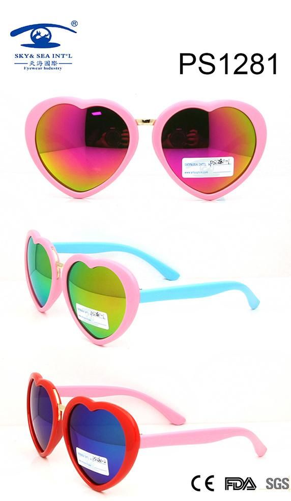 Cute Heart Shape Colorful Kid Plastic Sunglasses (PS1281)