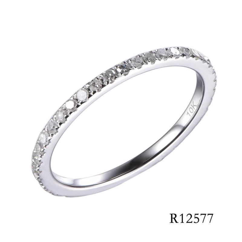 Elegant Cross 10K White Gold Diamond Wedding Ring