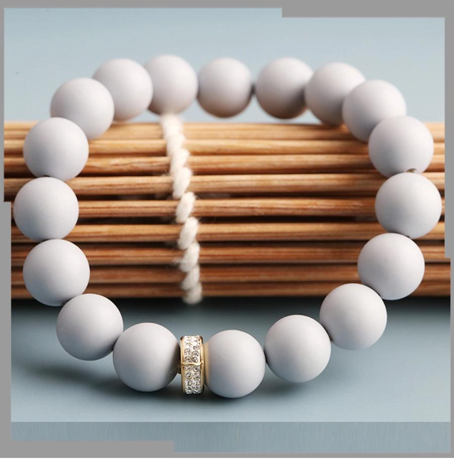 Natural Stone Frosted Loose Bead Bracelet Pure Color Beads Adjustable Bracelet