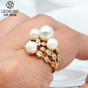 Fashion Jewelry Newest Elegant Silver or Brass Gold Plated with CZ Fashion Jewellery Pearl Ring