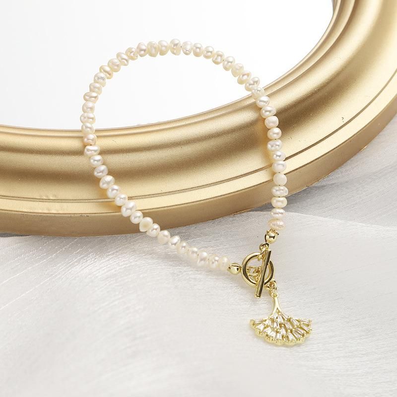 Pearl Chain Bracelet Ginkgo Leaf Fashion Jewelry