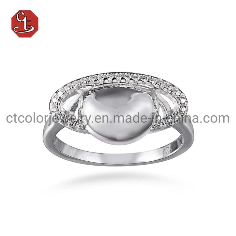 Fashion Jewelry Asymmetric Silver or Brass Rings Open Ring with CZ