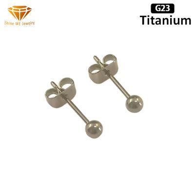 High Quality Jewelry ASTM F136 Titanium G23 Solid Titanium Ear Piercing Hypoallergenic Ball Ear Stud Tper15