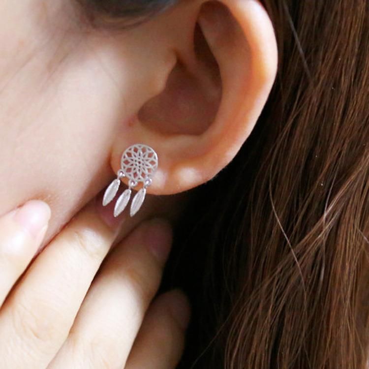 Women′s Bohemian Dream Catcher Feather Shape Earrings