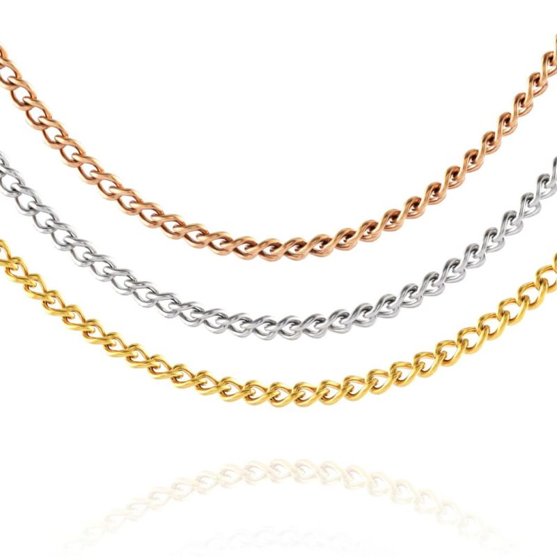 Factory Wholesale 316L Gold Plated Stainless Steel Chain Necklace Curb Chain Jewelry for Classic Bracelet Anklet Lady Fashion Design