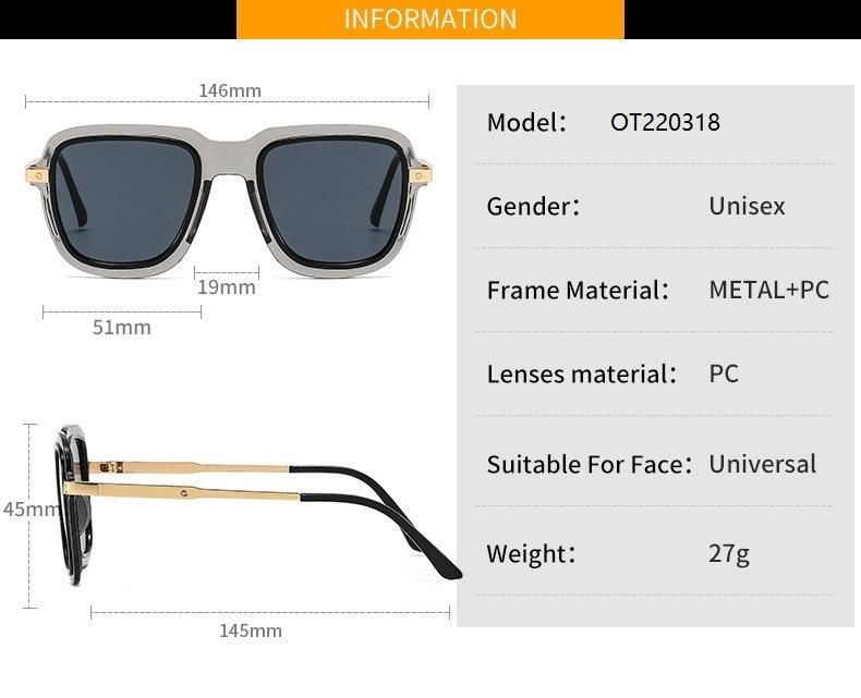 2022 Fashion Personality Retro PC Metal Sunglasses