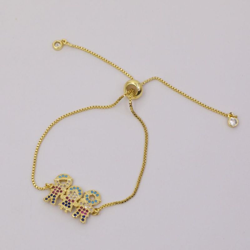 Fashion Adjustable Jewelry 18K Gold Plated Clover Pendant Bracelet