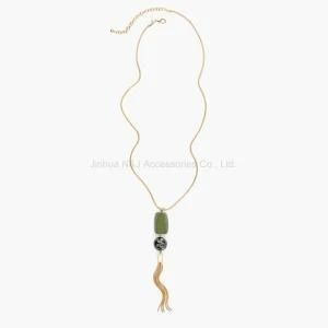 Acrylic Beads Long Pendant Necklace Tassel Gold Plated Chain Tassels Necklaces for Women Jewelry