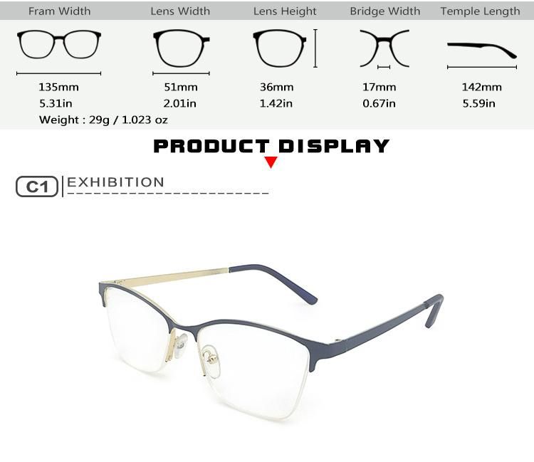 Custom Brand Metal Eyewear Frames Glasses Optical Glasses Frame with Spring Hinge