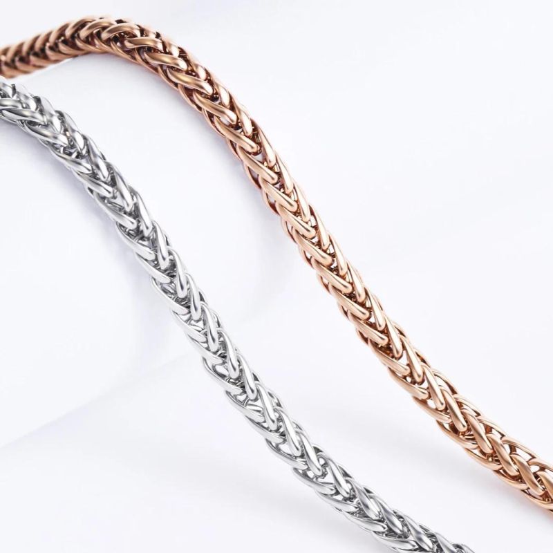 Stainless Steel Wheat Chain Custom Length Necklace with Clasp Three Colors for Handbag Chains Accessories