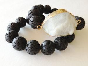 Bracelet Jewelry, Lava Bead Bracelet, Popular Druzy Stretch Connector Charm Bracelet