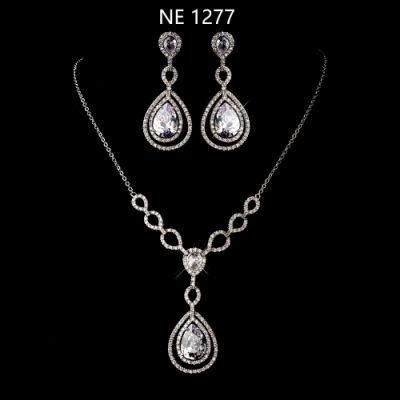 Wedding CZ Necklace Earring Jewelry Set, Bridal CZ Necklace Earring Jewelry, Bridesmaid Jewelry