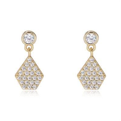 Irregular Polygon Charms S925 Sterling Silver Bezel Micro Zircon Stud Earrings Fits for Party