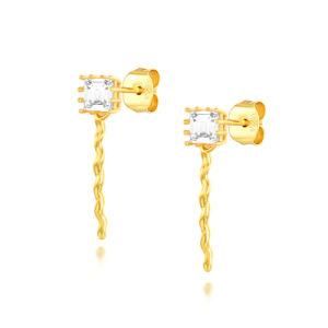 2021 Luxury Shiny Big Diamond Gold Plated Twist Chain Earrings Long Thread Ear Studs for Women