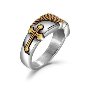 Latest Design Titanium Steel Angel Wings Cross Rings for Him