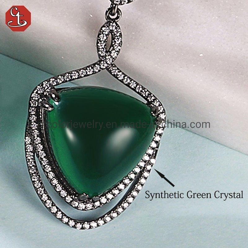 925 sterling silver synthetic Green cristal Female fashion earring with cz
