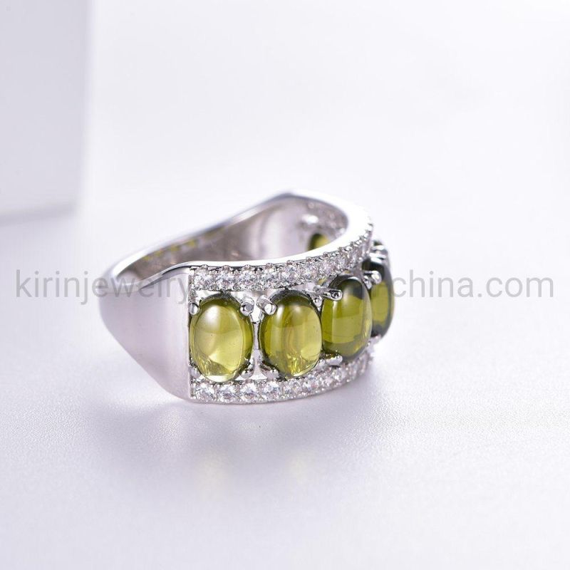 Bling 5A CZ 925 Sterling Silver Ring Green Peridot Ring Gemstone Topaz Micro Prong Setting Peridot Rings