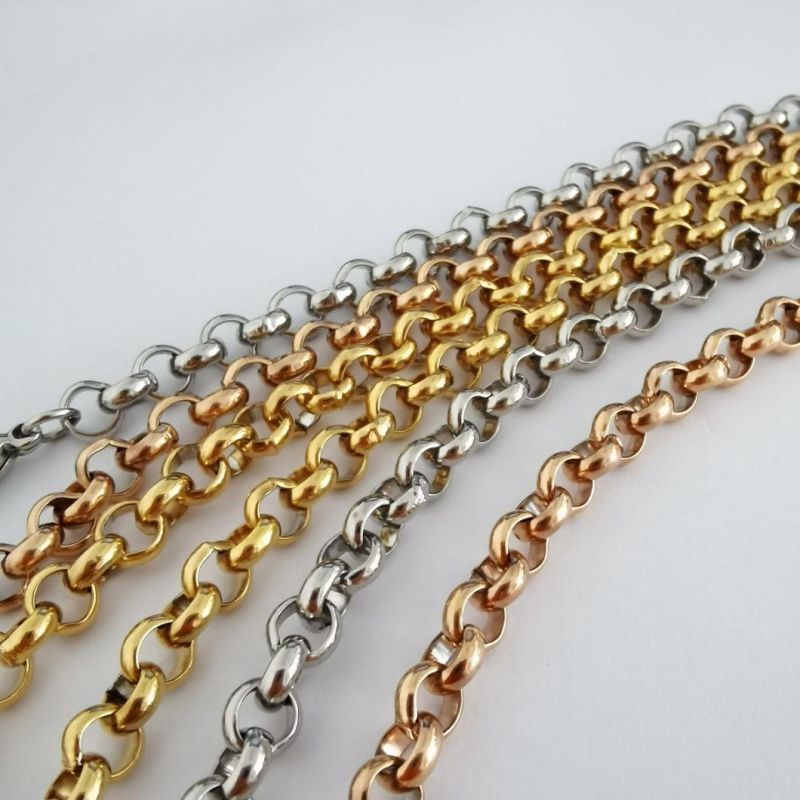 Fashion Rolo Belcher Gold Plated Stainless Steel Jewelry for Men and Women Costume Wearing Necklace and Bracelet Set