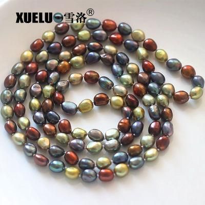 Fashion Multi Color Long Sweet Genuine Cultured Freshwater Pearl Necklace (XL120033)