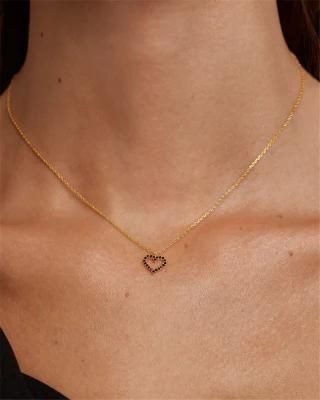 Black, Champagne, Rose, Sapphire Heart Necklace in 18K Gold Plated