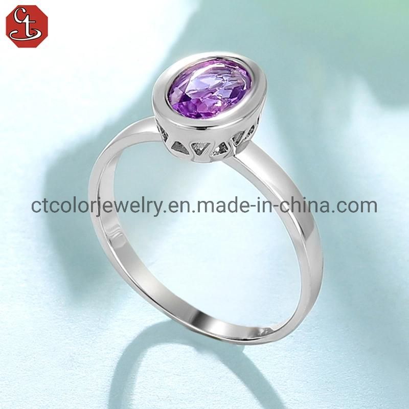 Wholesale fashion jewelry 925 natural citrine white rhodium ring hot sale jewellery for women