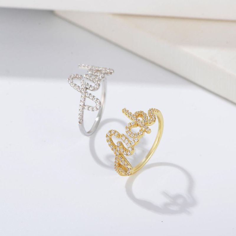 Fashion English Letter Filling Zircon Nice Design Ring