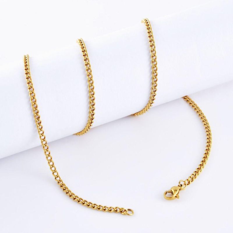 Classic Stainless Steel Hair Decoration Jewelry Accessories Fashion Curb Chain 18K Gold Plated Anklet Bracelet Necklace