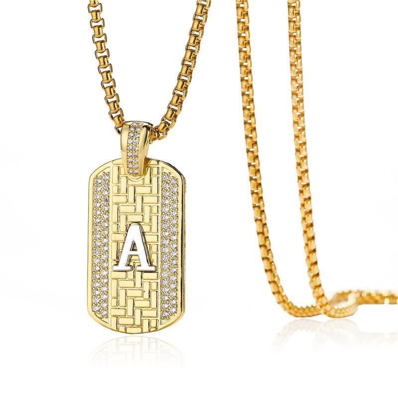 Hot Selling 26 English Letter Square Gold Plating Necklace