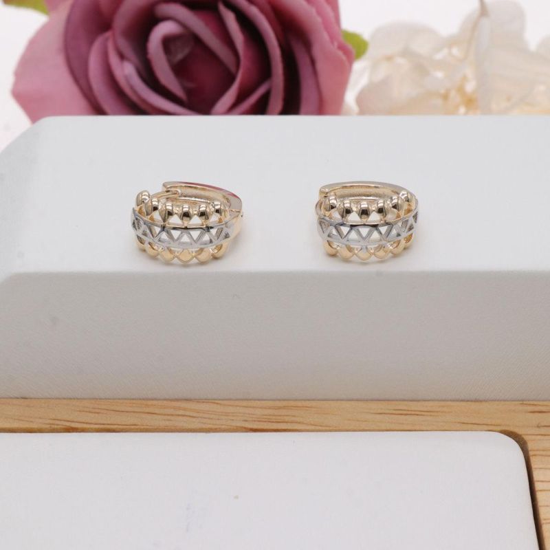 Two-Tone Gold-Plated Ladies Fashion Jewelry Simple Design Earrings