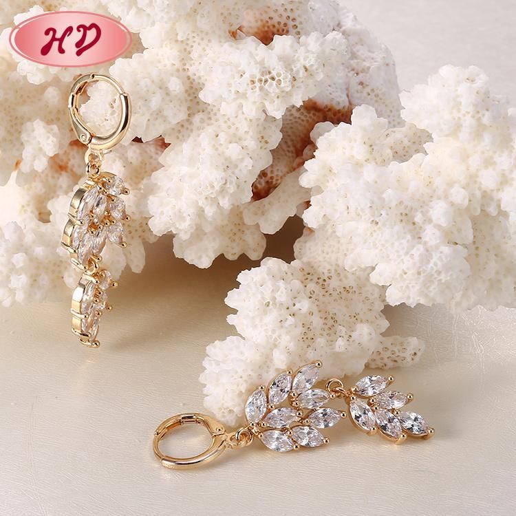 Wholesale Fashion Ladies Round-Shape Drop Earrings with Cubic Zirconia