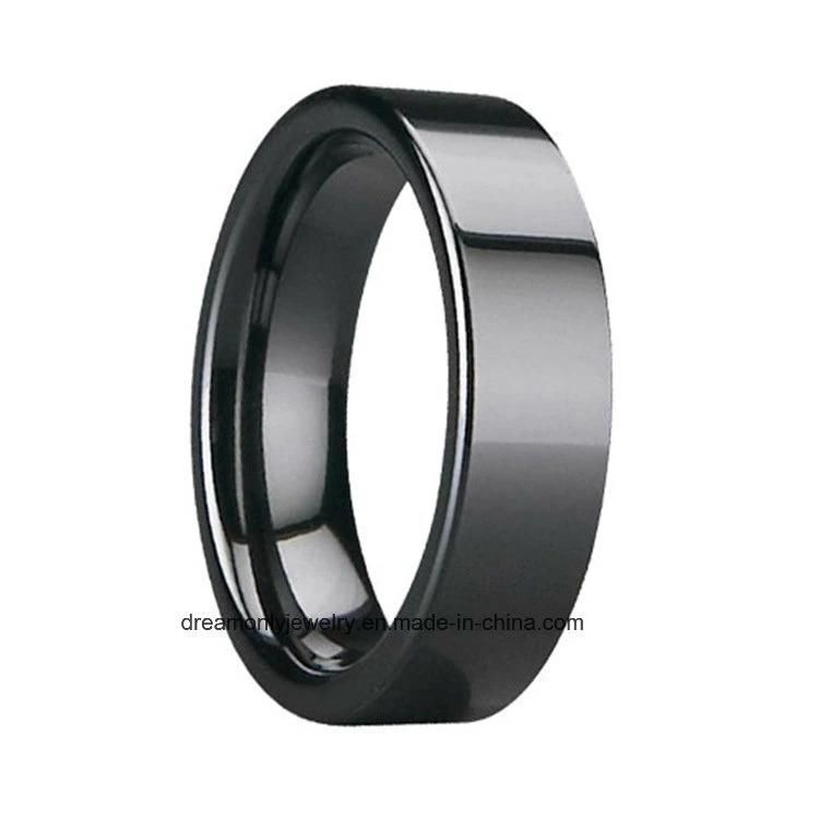 High Polish Ring Black Ceramic Ring Flat Shape