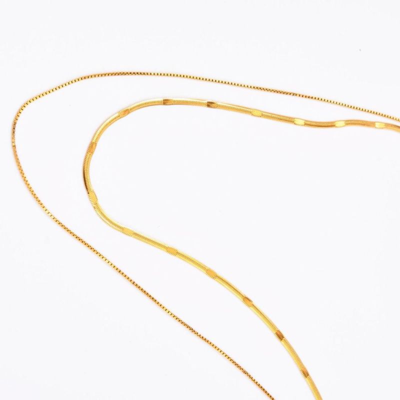 Flat Snake Chain Jewelry Lady Fashion Layering Necklace Gold Plated Custom Jewelry with  Box Chain